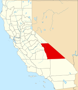 Map of California highlighting Inyo County
